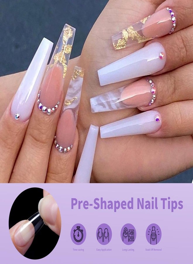 Cycullinyt Long Coffin Nail Tips, 240Pcs Full Cover Soft Gel Nail Tips Pre-shaped 3XL Coffin Shape Clear Acrylic False Nail Fake Nail Extension Press On for Salon Home DIY 12 Sizes - Image 3
