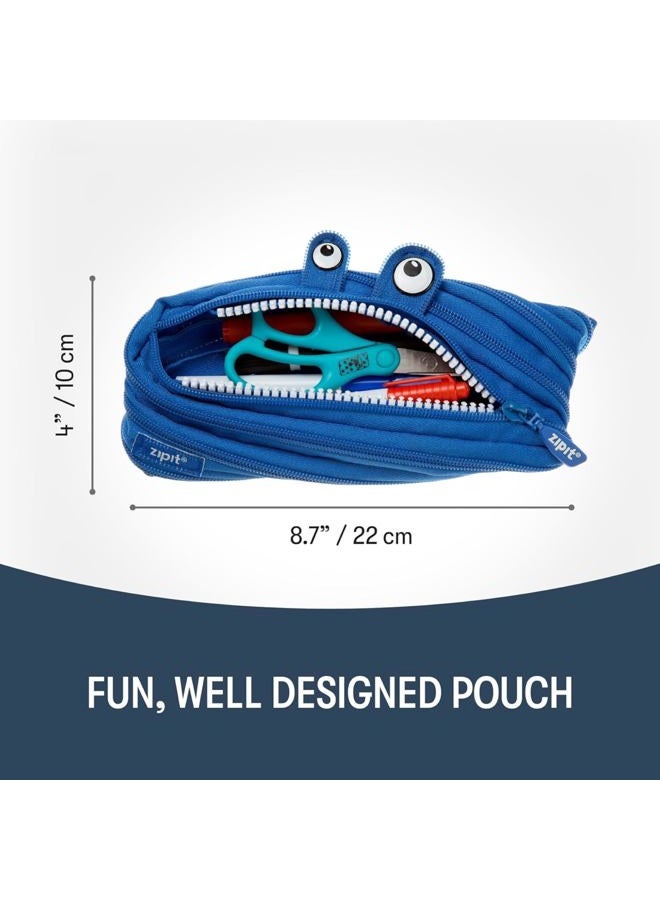 ZIPIT Monster Pencil Case for Boys | Pencil Pouch for School, College and Office | Pencil Bag for Kids (Blue) - Image 2