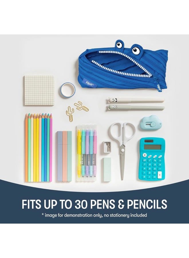 ZIPIT Monster Pencil Case for Boys | Pencil Pouch for School, College and Office | Pencil Bag for Kids (Blue) - Image 4