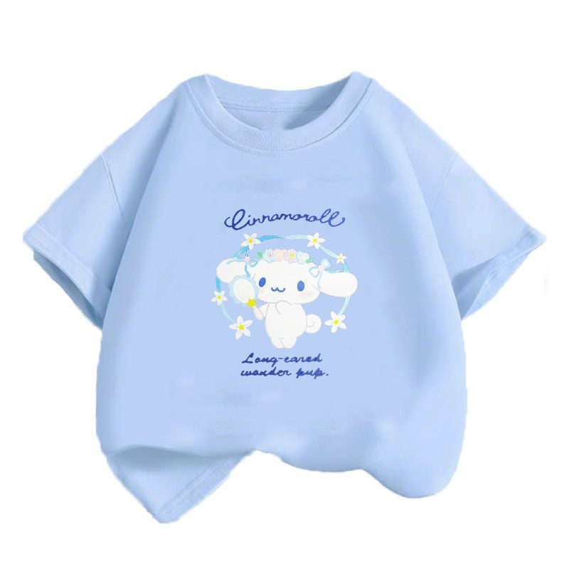 Coolometi Children'S Short-Sleeved Girls' Summer Printed T-Shirt New Children'S Yugui Dog Half-Sleeved Shirt Fashion - Image 2