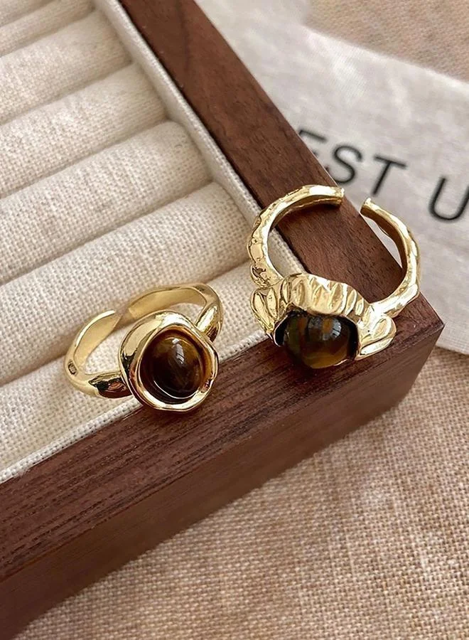 Take Two Golden Tiger Eye Gemstone Rings