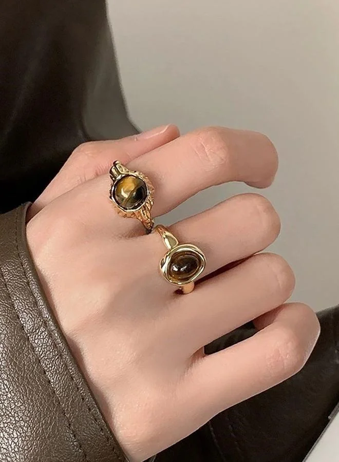 Take Two Golden Tiger Eye Gemstone Rings