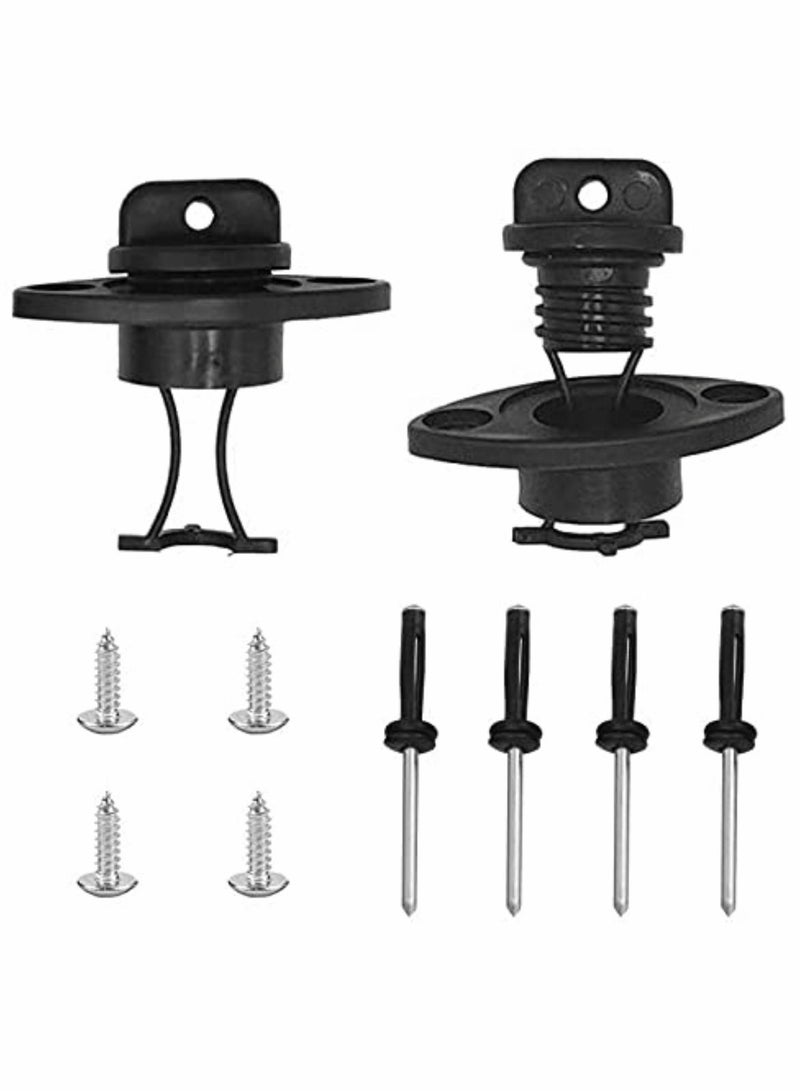 Y&D Drain Plug Kit Boat Scupper Plugs Thread Bung for Kayak Canoe with Screws Hardware and 2 Set Black - Image 1