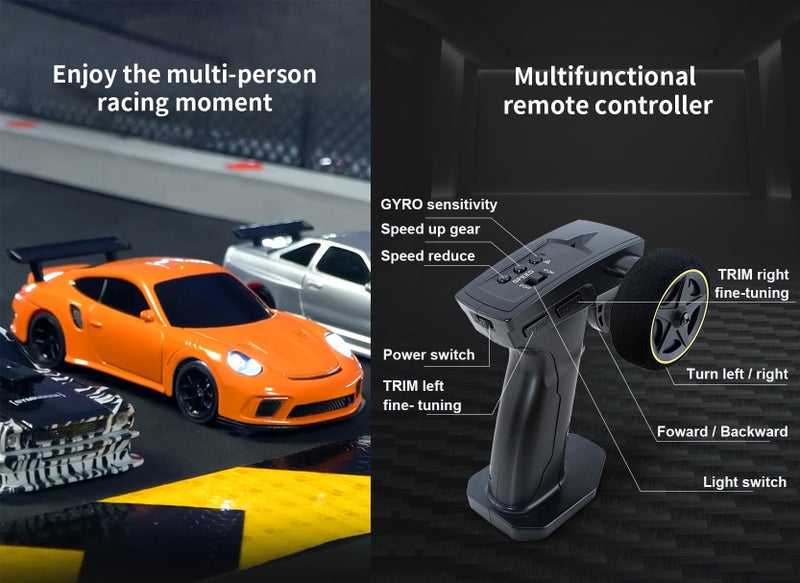 WPLDEWAN RC Drift Car 1/43 Scale Mini RC Car with Gyro RTR, Remote Control Drift Car 4WD Racing Model Indoor with ESP Gyroscope 2.4 GHz Proportional Throttle Steering Hobby RC Toy for Adult - Image 5
