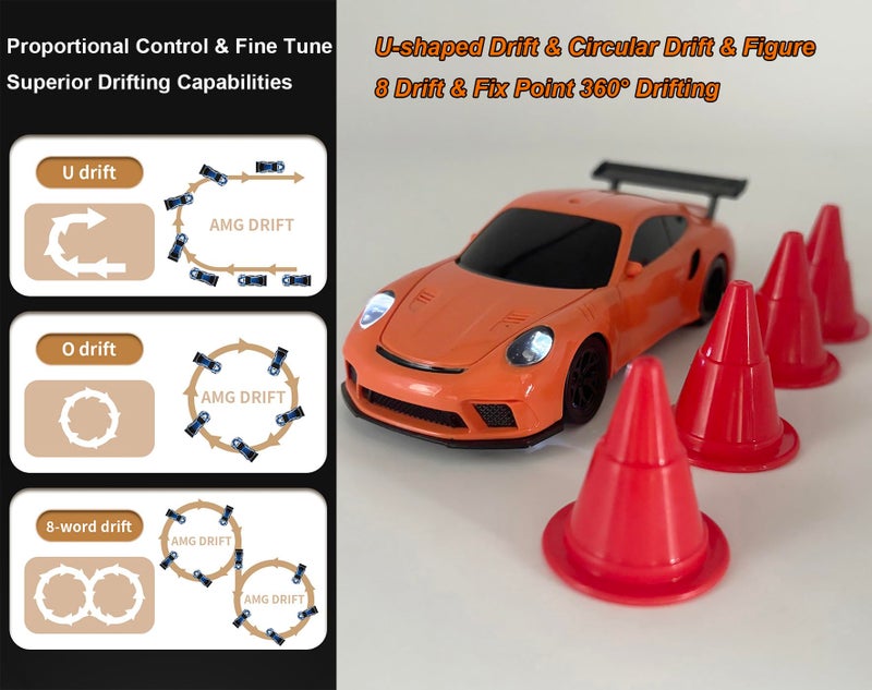 WPLDEWAN RC Drift Car 1/43 Scale Mini RC Car with Gyro RTR, Remote Control Drift Car 4WD Racing Model Indoor with ESP Gyroscope 2.4 GHz Proportional Throttle Steering Hobby RC Toy for Adult - Image 2