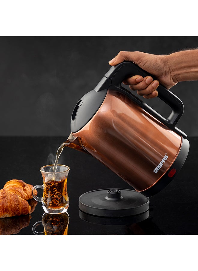 GEEPAS Quick Boil Stainless Steel Water Kettle | Auto Shut-Off | Boil-Dry Protection | Tea-Coffee Maker 1.8 L 1500 W GK38053 Brown - Image 4
