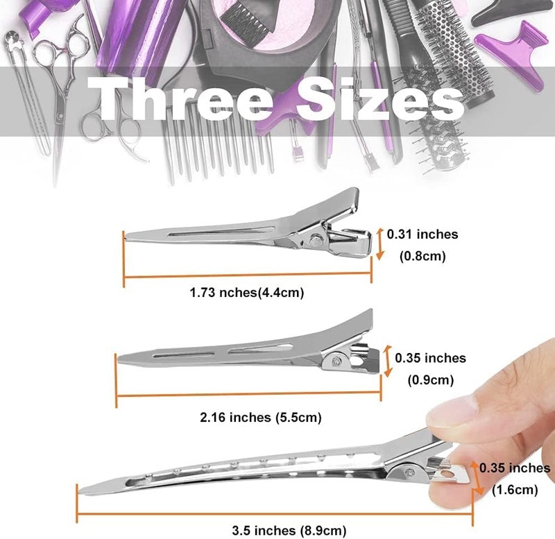 ELAUR 40 Professional Alligator Clips for Hair Styling - 3 Sizes Aluminum Hair Section Clips for Salon & Makeup Applications | Rustless, Lightweight for Stylists & Home Use - Silver - Image 2