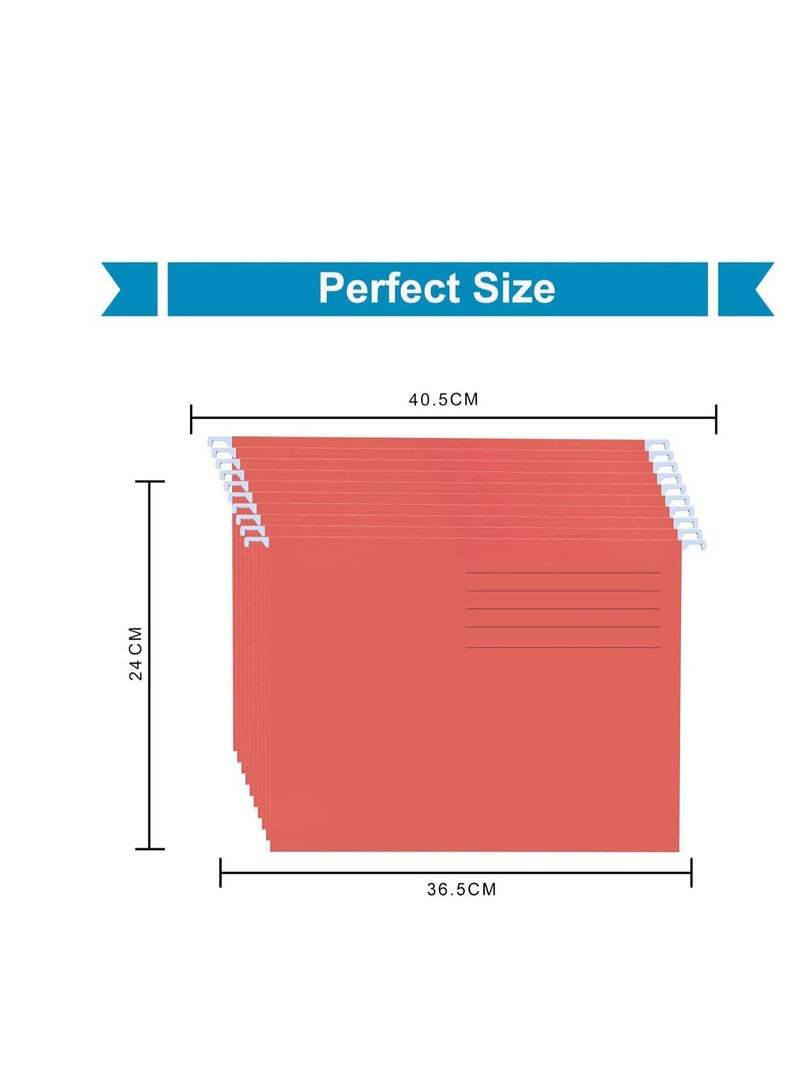 MARKQ حافظات ملفات معلقة، عبوة من 10 ملفات تعليق حمراء لخزائن الملفات لتنظيم المدرسة والمنزل والعمل والمكتب - Image 2