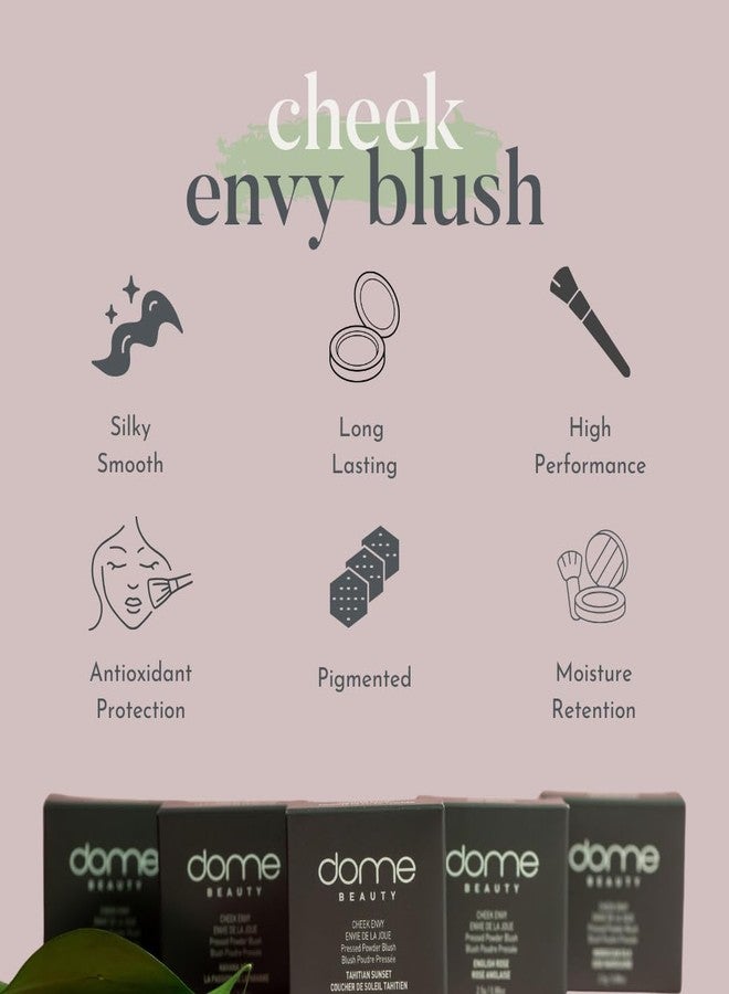 دوم بيوتي أحمر خدود تشيك إنفي من دوم بيوتي - غني بالفيتامينات ومضادات الأكسدة، يدوم طويلاً، قابل للتطبيق بطبقات، لمسة نهائية ناعمة، منتج تجميل نظيف - بودرة أحمر خدود تاهيتيان سانست 0.88 أونصة - Image 5