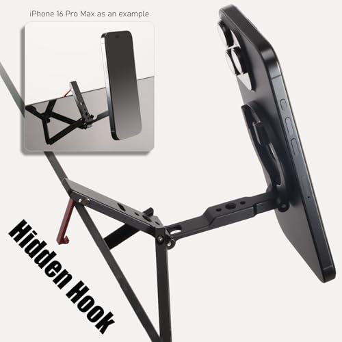ZELNOOX Ultra-Compact Magnetic Tripod Stand for iPhone 17/16/15/14/13/12 Pro Max Magsafe Case, Adjustable Cellphone Holder with 1/4" Screw & Travel Hook, Aluminum Alloy (Black) - Image 4