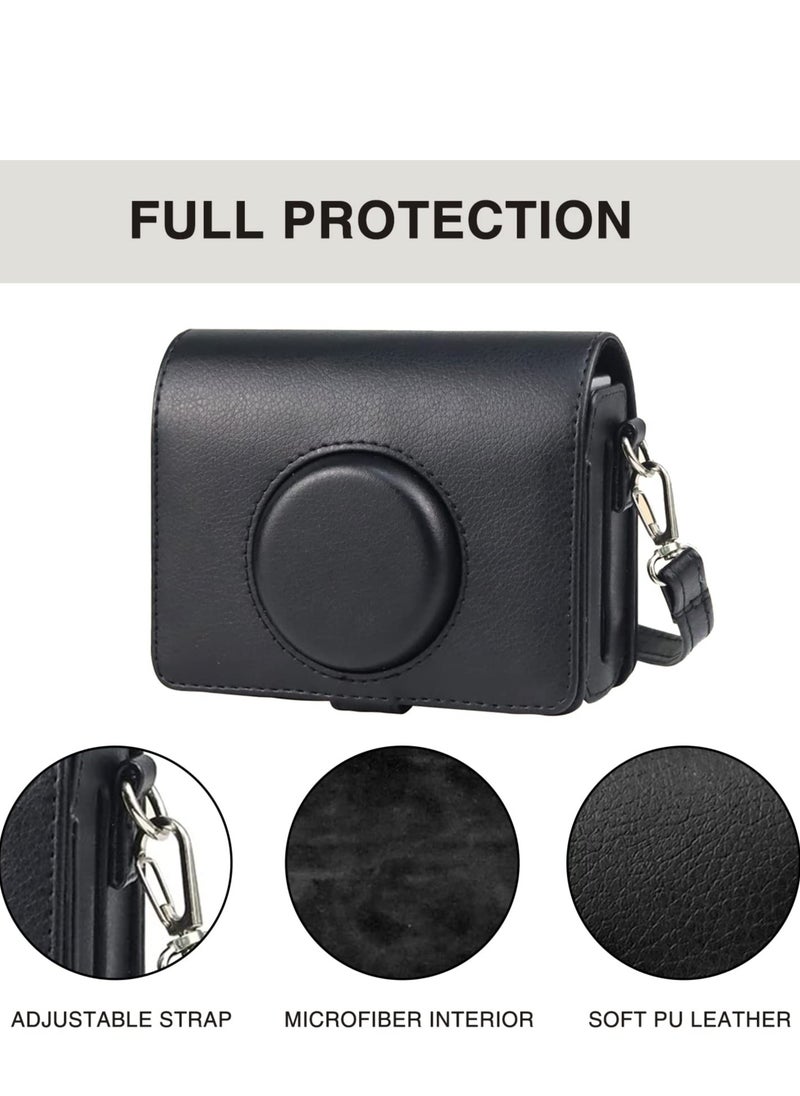 SYOSI - Case for Fuji Mini EVO ,Camera Case Compatible for Fuji Mini EVO Camera with Adjustable Shoulder Strap in Black Lychee Texture Horizontal Style - Image 1