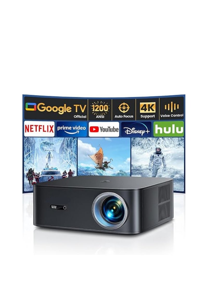 Generic 4K Smart Video Projector with Official Netflix, 1200 ANSI Lumens, Auto Focus, WiFi 6, Bluetooth, Voice Control, Zoom 50% – Full HD 1080P Home Theater/Outdoor/PPT – Google TV Enabled  - Image 1