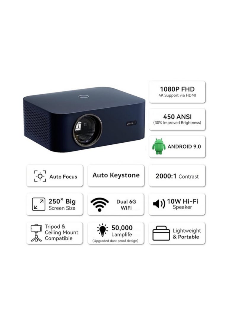 Generic 4K Smart Video Projector with Official Netflix, 1200 ANSI Lumens, Auto Focus, WiFi 6, Bluetooth, Voice Control, Zoom 50% – Full HD 1080P Home Theater/Outdoor/PPT – Google TV Enabled  - Image 2