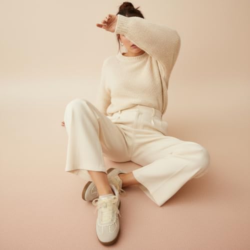 CUSHIONAIRE Belinda Women’s Lace Detail Casual Sneakers – Elegant Ribbon Lace-Up Summer Shoes for Women with Memory Foam, IVORY 6.5 - Image 2