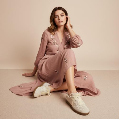 CUSHIONAIRE Belinda Women’s Lace Detail Casual Sneakers – Elegant Ribbon Lace-Up Summer Shoes for Women with Memory Foam, IVORY 6.5 - Image 5