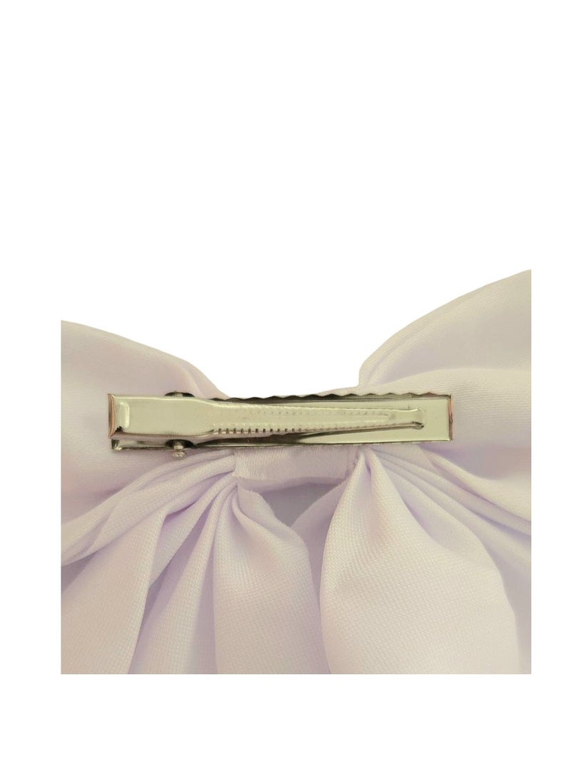 Satin Single Layered Baby Pink Hair Bow Barrette - Image 2