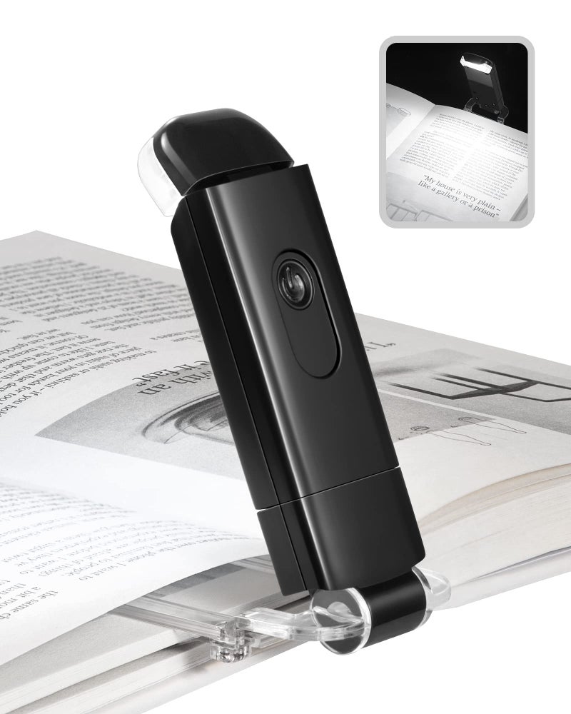 DEWENWILS Book Reading Light with Cilp, LED Clip on Book Light for Reading in Bed, USB Rechargeable Eye Care Book Lamp for Kids, Bookworms,2 Brightness Levels (Black) - Image 1