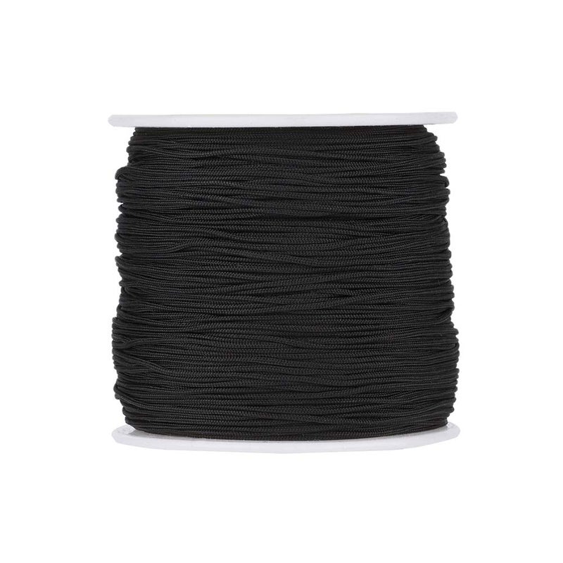 100 Yards 08mm Braided Nylon Crafting Thread Chinese Knotting Beading String Macrame Cord Rope for Necklace Bracelet Jewelry Craft Making Black