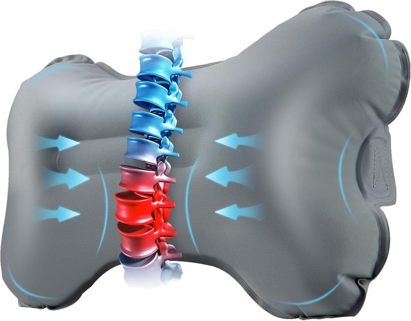 Mixtrend Travel Lumbar Pillow Inflatable Lumbar Support Pillow with Memory Foam, Back Support Pillow for Airplane Long Flight, Essential Travel Support Pillow for Women Men Kids - Image 1
