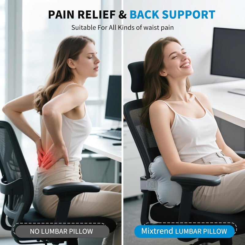 Mixtrend Travel Lumbar Pillow Inflatable Lumbar Support Pillow with Memory Foam, Back Support Pillow for Airplane Long Flight, Essential Travel Support Pillow for Women Men Kids - Image 4