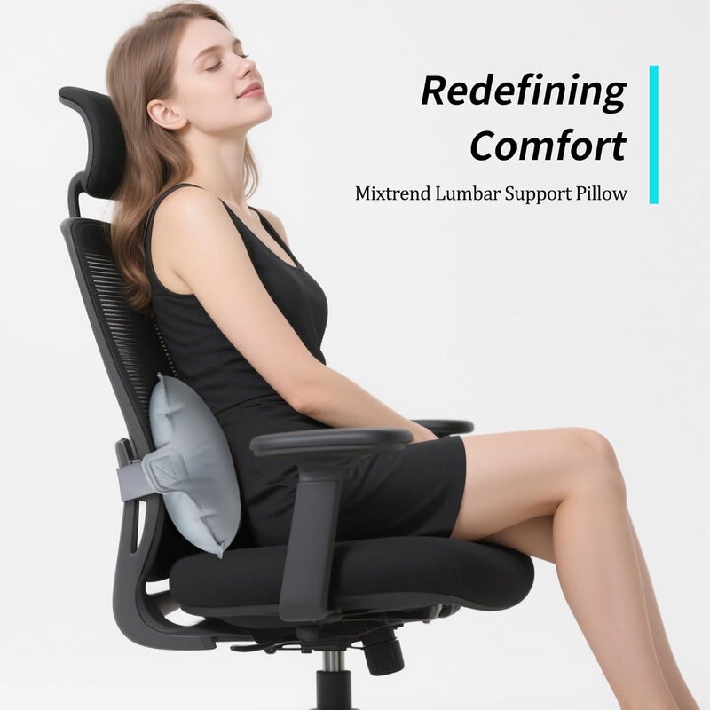 Mixtrend Travel Lumbar Pillow Inflatable Lumbar Support Pillow with Memory Foam, Back Support Pillow for Airplane Long Flight, Essential Travel Support Pillow for Women Men Kids - Image 2