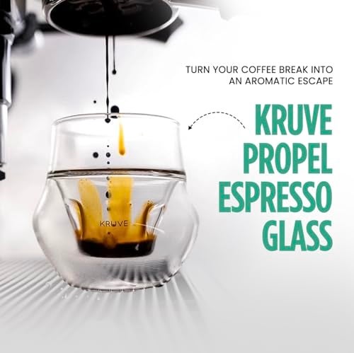KRUVE Propel Espresso Cups, Handmade Double-Walled Glass Coffee Mugs, Clear 2.5 oz, Scientific Design for Better Tasting Coffee (Set of Two) - Unique Glass Coffee Cups with Headspace & Internal Fins - Image 2
