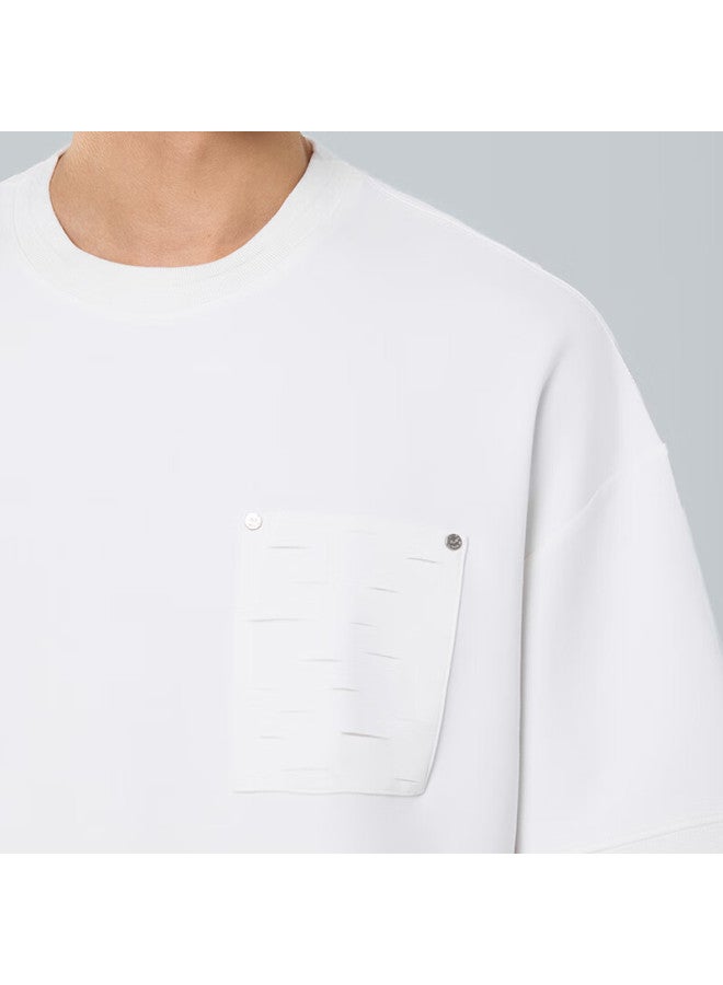 Markless Modal Air Layer Cloud-feel T-shirt For Men, Summer New Style Breathable Loose Men's Short Sleeve, 5651 White L - Image 3