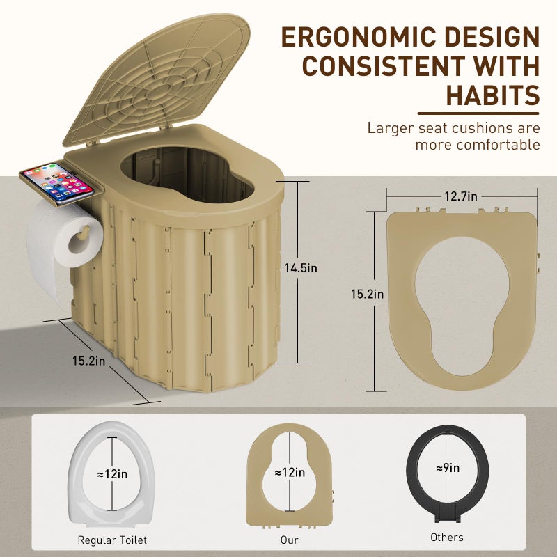 Thallike Portable Toilet with Tent, Privacy Pop Up Tent with LED Lights Camp Bathroom for Adults Outdoor Camping Travel Toilet Tent Kit with Toilet Bags & Liquid Waste Gel - Image 2