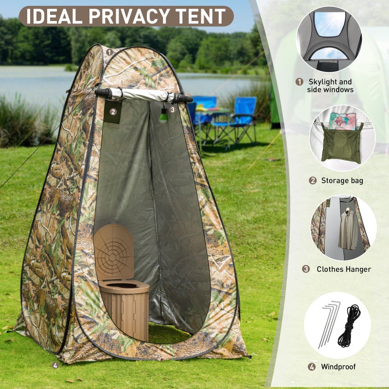 Thallike Portable Toilet with Tent, Privacy Pop Up Tent with LED Lights Camp Bathroom for Adults Outdoor Camping Travel Toilet Tent Kit with Toilet Bags & Liquid Waste Gel - Image 3