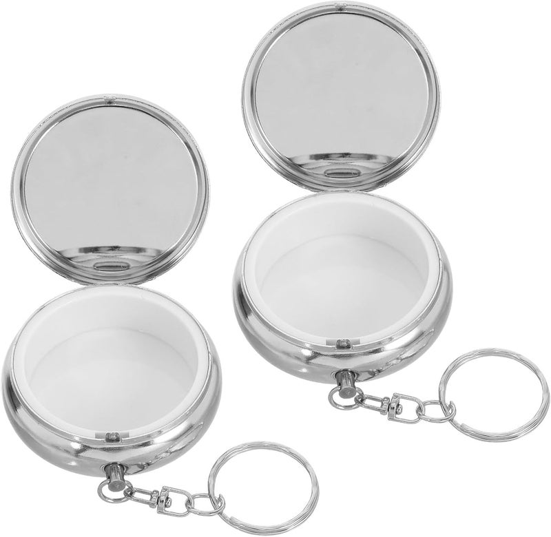 GALPADA Portable Pill Holder Keychain 2pcs Small Single-Compartment Medicine Container Travel Organizer for Daily Use - Image 1