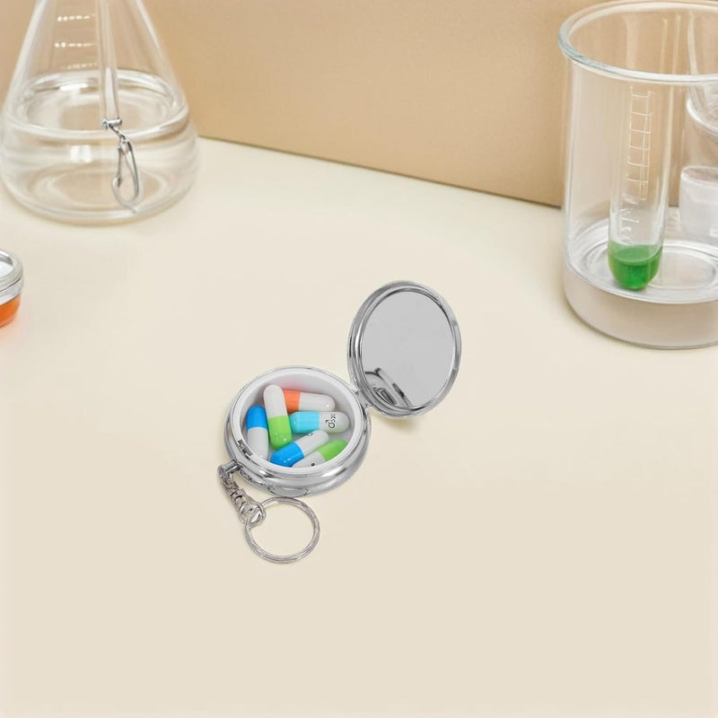 GALPADA Portable Pill Holder Keychain 2pcs Small Single-Compartment Medicine Container Travel Organizer for Daily Use - Image 5