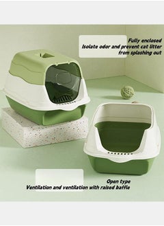 Generic Large Detachable Cat Litter Box,Fully Enclosed Cat Potty Tray with Lid Top Entry Toilet Anti-Splashing Cat Supplies with Plastic Scoop & Deodorizing Bag Easy Clean No Smell Kitty (Green)  - Image 3