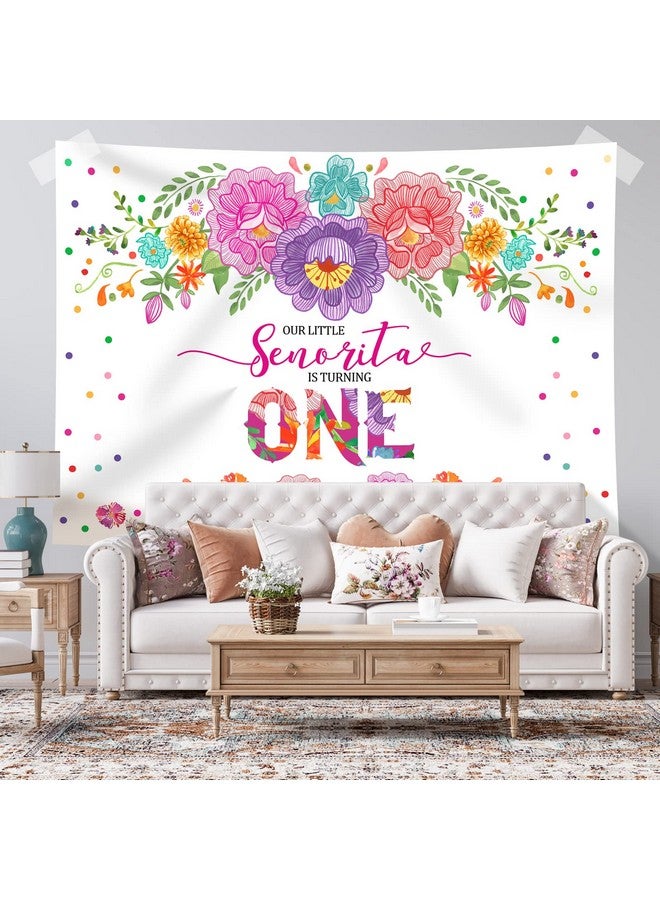 Rsuuinu Mexican Fiesta 1St Birthday Backdrop For Girls Flowers Senorita Turning One Photography Background 7X5Ft Fiesta Girl'S First Birthday Party Decorations Supplies Banner Photo Booth Props - Image 5