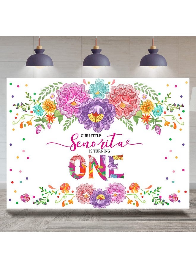 Rsuuinu Mexican Fiesta 1St Birthday Backdrop For Girls Flowers Senorita Turning One Photography Background 7X5Ft Fiesta Girl'S First Birthday Party Decorations Supplies Banner Photo Booth Props - Image 2