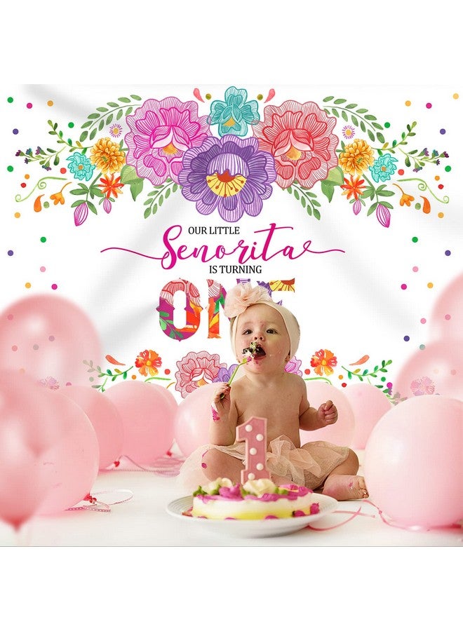 Rsuuinu Mexican Fiesta 1St Birthday Backdrop For Girls Flowers Senorita Turning One Photography Background 7X5Ft Fiesta Girl'S First Birthday Party Decorations Supplies Banner Photo Booth Props - Image 4