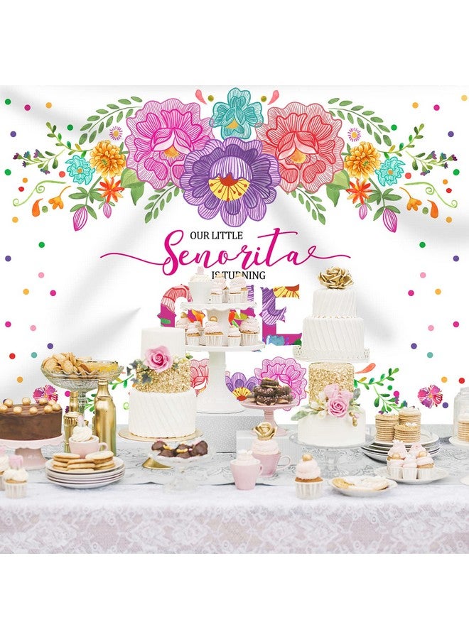 Rsuuinu Mexican Fiesta 1St Birthday Backdrop For Girls Flowers Senorita Turning One Photography Background 7X5Ft Fiesta Girl'S First Birthday Party Decorations Supplies Banner Photo Booth Props - Image 3