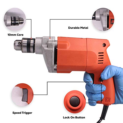 Mawson Powerful 10Mm Drill Machine And 5 Pieces Masonry Drill Set For Wall, Concrete (Colours As Per Availability), Multicolor - Image 2
