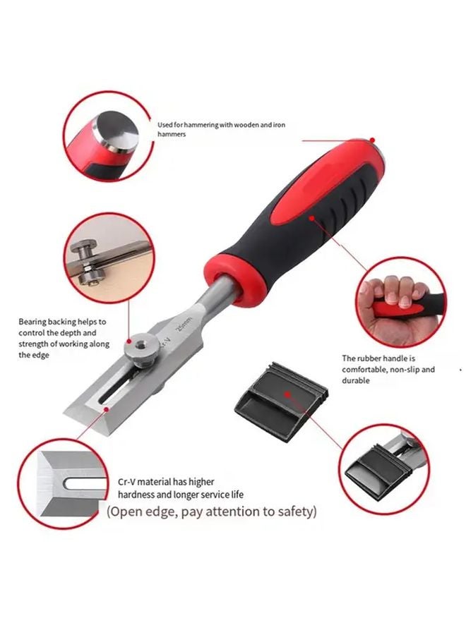 Adjustable 25mm Wood Limiting Chisel Durable Iron Carving Tool with Red Black Handle - Image 4