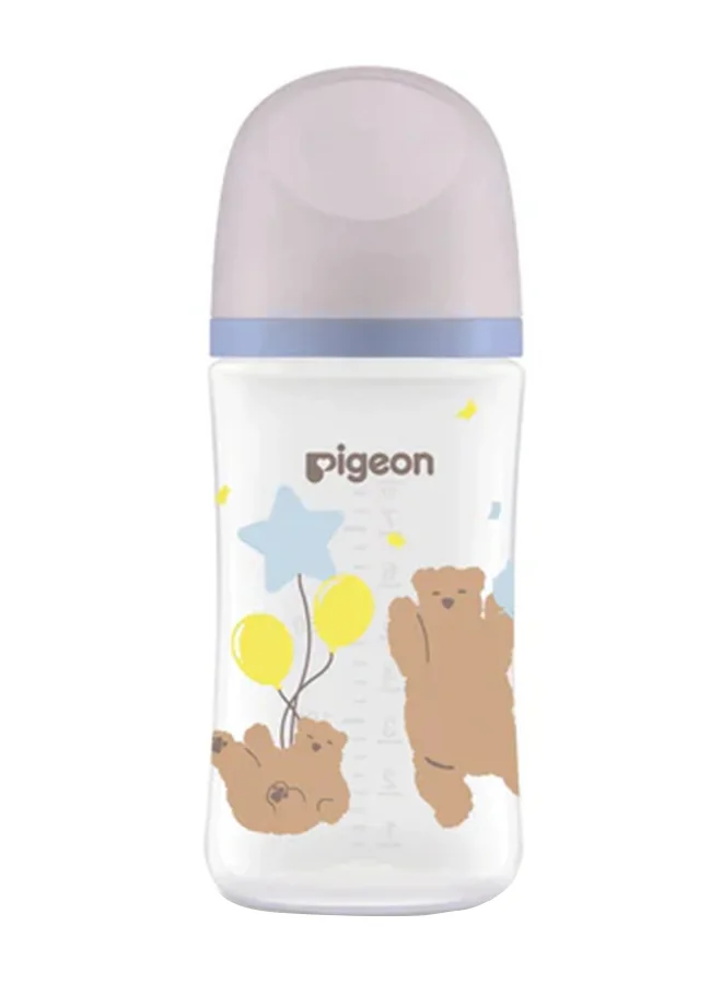 pigeon Softouch Wide Neck Peristaltic Plus Decorated Nursing Bottle, SS Nipple Size, Bpa Free, 0+ Months, 240ML - Assorted