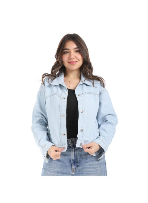 17157-jeans jacket-Light blue