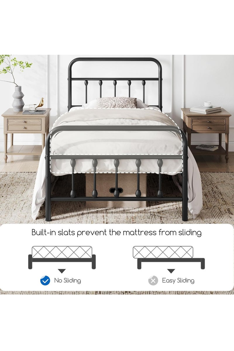 متجر ان زون سرير معدني متين نفر لون اسود || 190سم * 90 سم - Image 3