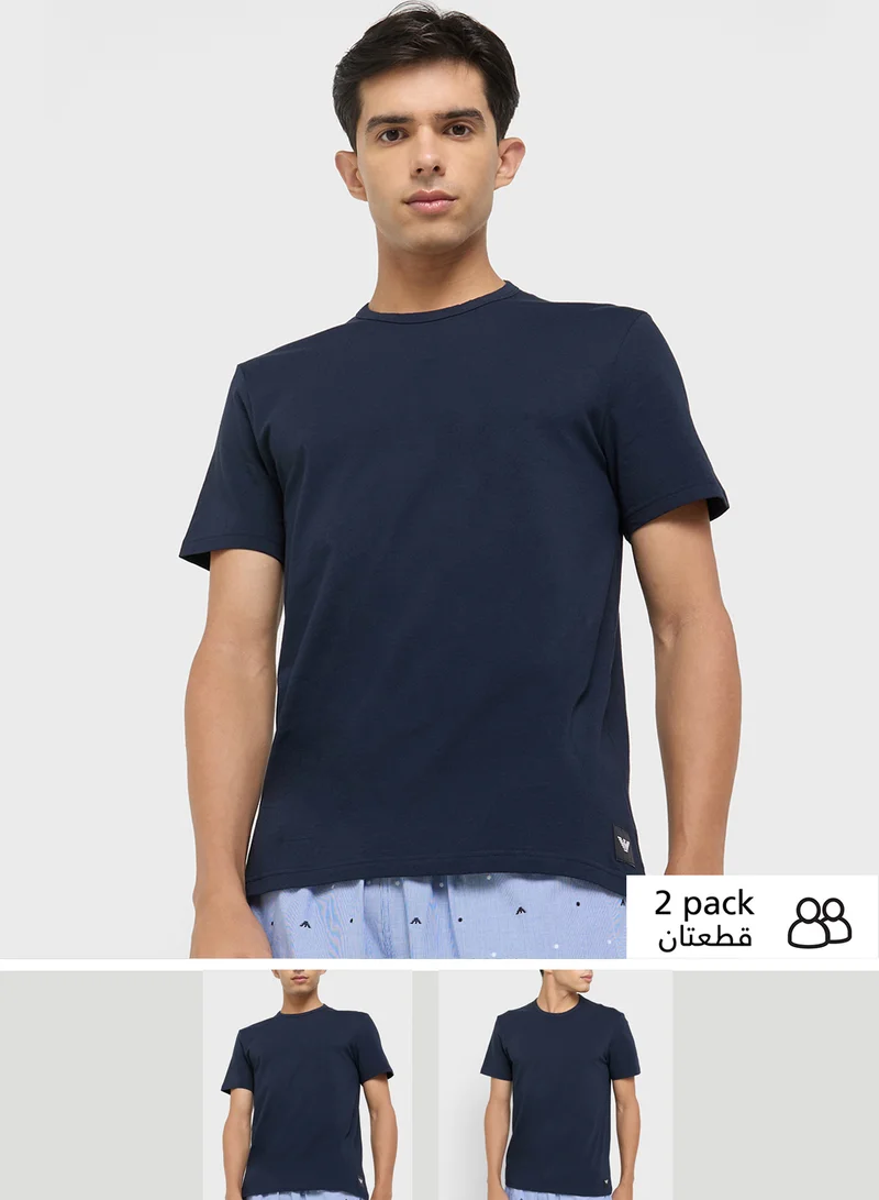 امبوريو ارماني 2 Pack Of Logo Crew Neck T-Shirt