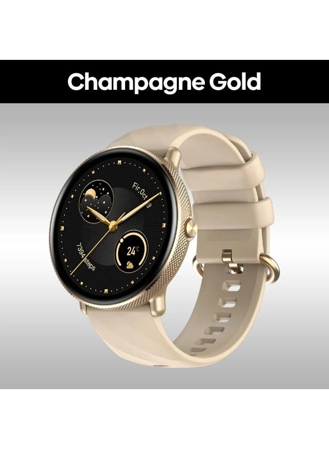 زيبليز Zeblaze GTR 3 Pro Voice Calling Smart Watch 1.43" AMOLED Display 316L Stainless Steel Frame Fitness Tracking Smartwatch، ذهب شامباني 0814171 - Image 1