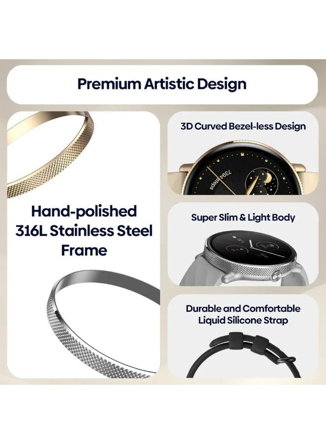 زيبليز Zeblaze GTR 3 Pro Voice Calling Smart Watch 1.43" AMOLED Display 316L Stainless Steel Frame Fitness Tracking Smartwatch، ذهب شامباني 0814171 - Image 3