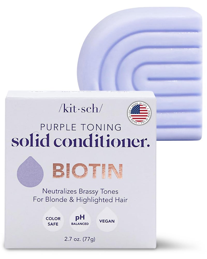 Kitsch Purple Conditioner Bar for Treated & Grey Hair, Made in US, Toning Purple Bar Conditioner for Hair for Blonde, Grey & White Hair, Removes Brass & Yellow Undertones, Paraben Free, 2.7oz