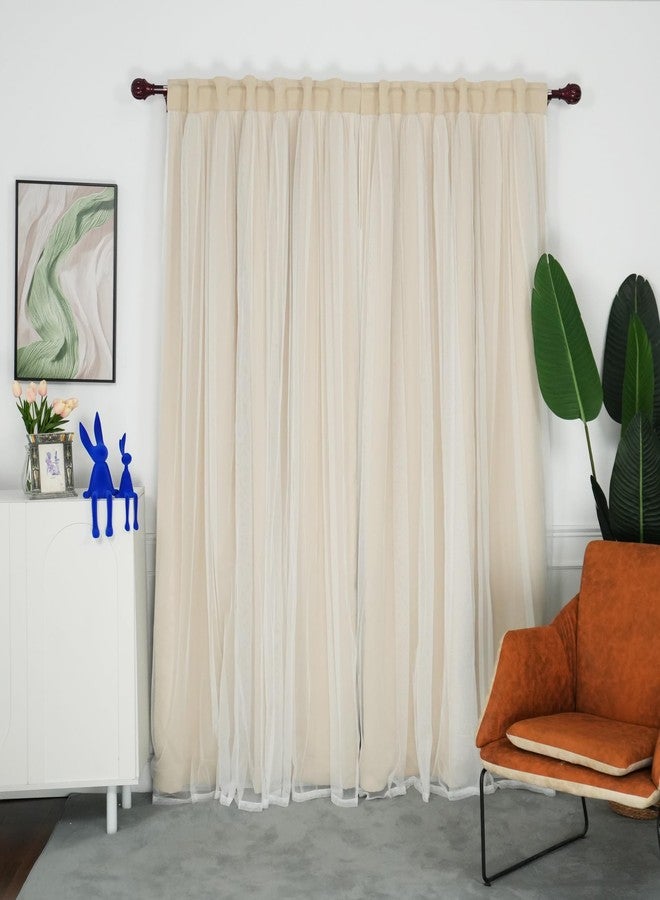 INLINAS 52 x 84 Inches Beige Blackout Curtains with Sheer Layer - Back Tab and Rod Pocket Thermal and Noise Reduction Panels for Bedroom and Living Room Light Blocking and Energy Saving, Set of 2 - Image 2