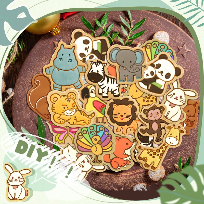 Hoolerry مجموعة قواطع بسكويت الحيوانات 16 قطعة مع طوابع دفع شكل حيوانات ثلاثية الأبعاد - Image 3