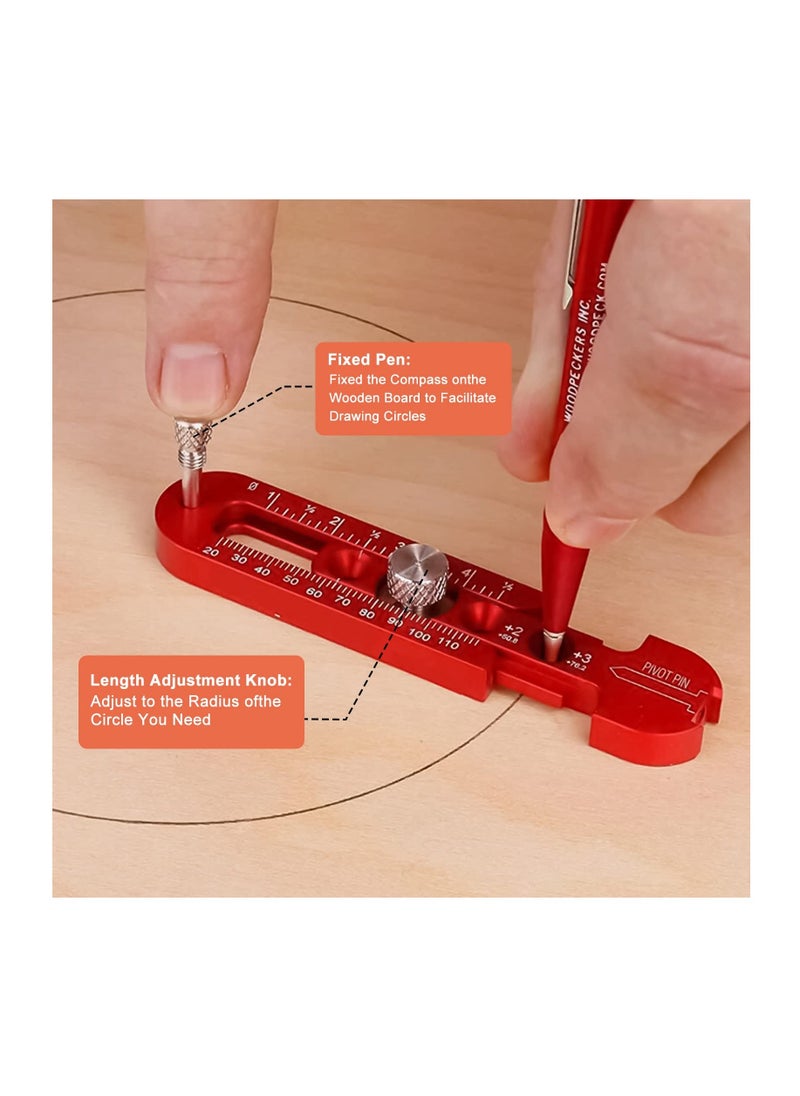 Generic - Woodworking Compass Scriber,WMLBK Marking Compass Metric and Inch Dual-Scale Aluminum Alloy Adjustable Scribing Ruler Adjustable Round Drawing Circle Ruler Marking Gauge for Carpenter - 164mm - Image 1