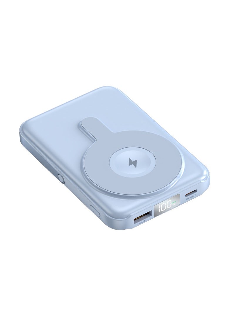 T I G O - 10000mAh Magsafe Power Bank Wireless Portable Charger Fast Charging with Display, Mobile Phone PD 20W Wired Charging, iPhone Magsafe Charger Battery Pack for iPhone 12-16 Series, Samsung Blue - Image 1