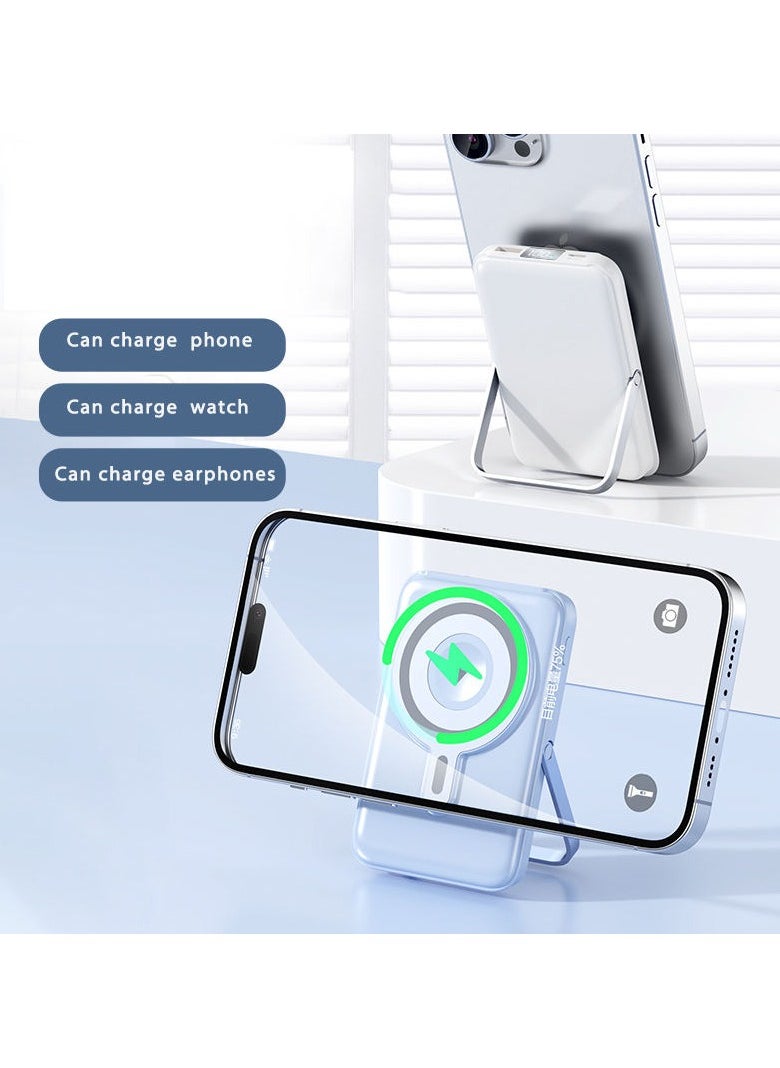 T I G O - 10000mAh Magsafe Power Bank Wireless Portable Charger Fast Charging with Display, Mobile Phone PD 20W Wired Charging, iPhone Magsafe Charger Battery Pack for iPhone 12-16 Series, Samsung Blue - Image 1